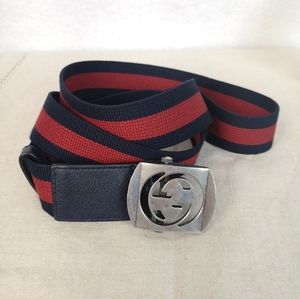 Gucci Canvas Belt Men's 42" Interlocking G cutout Slider Palladium Buckle